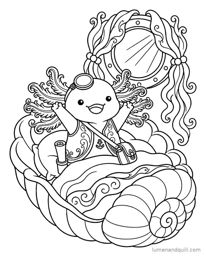 Disegno da colorare tratto da Axolotl of the Deep Atlas: Stiramento del mattino