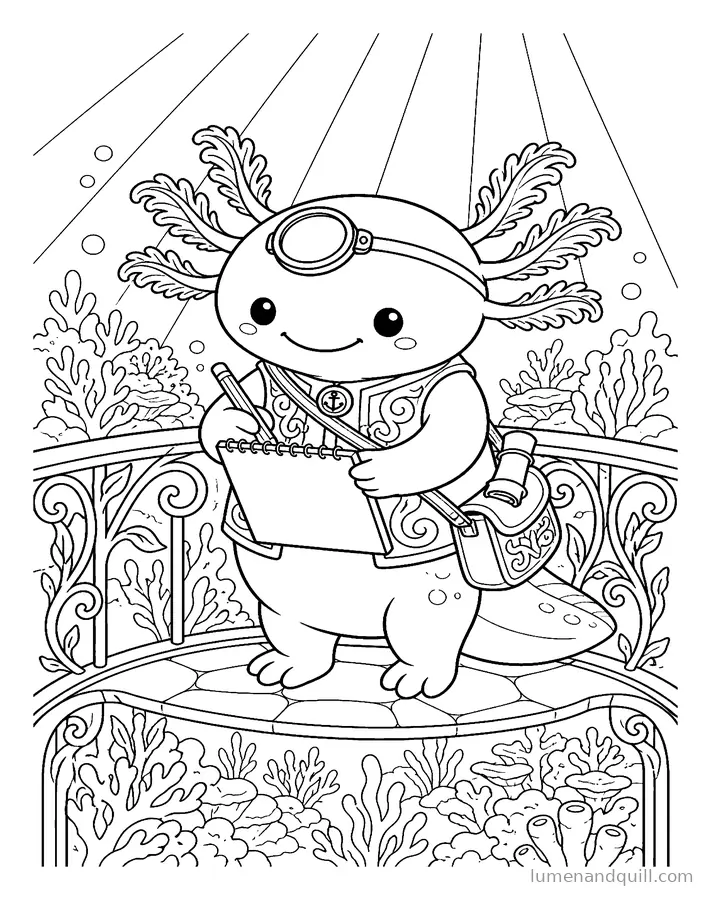 Disegno da colorare tratto da Axolotl of the Deep Atlas: Schizzo della barriera all'alba