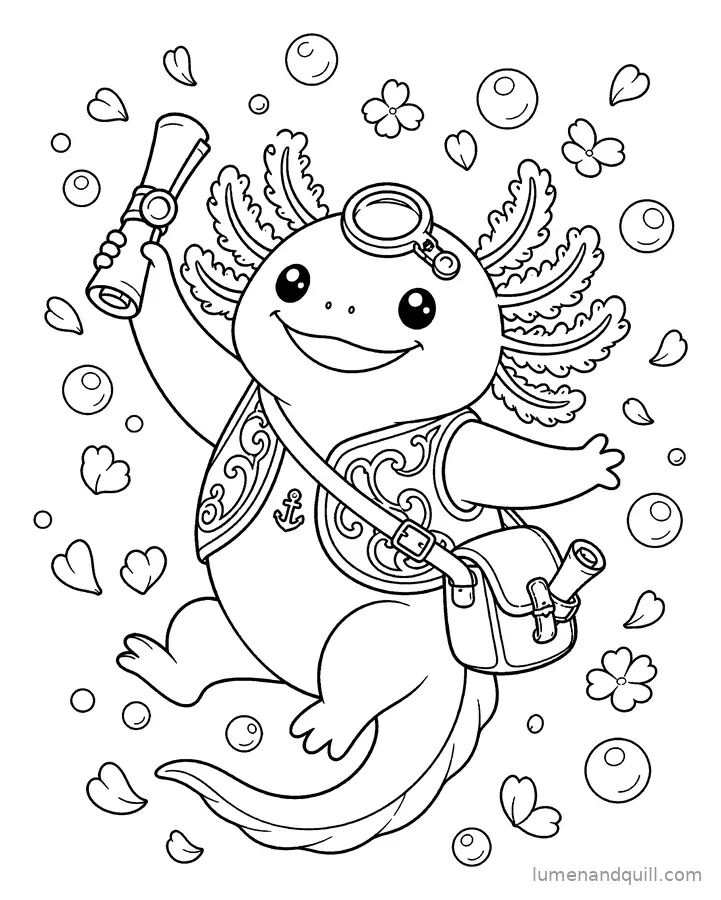 Disegno da colorare tratto da Axolotl of the Deep Atlas: Danza di bolle