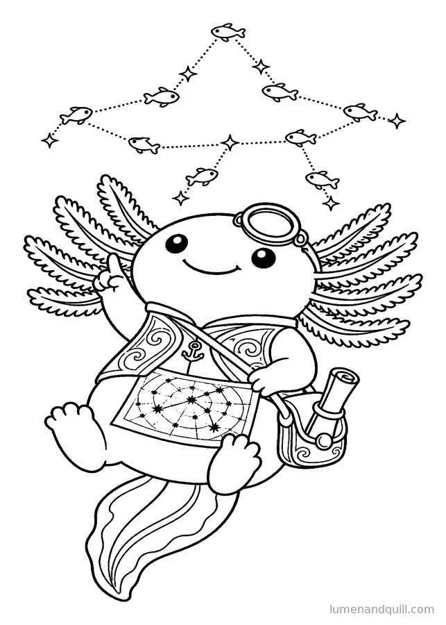 Disegno da colorare tratto da Axolotl of the Deep Atlas: Costellazioni di pesci