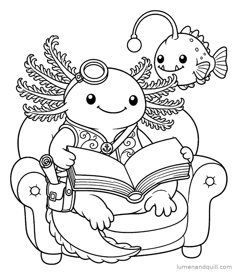 Disegno da colorare tratto da Axolotl of the Deep Atlas: Luce di pescatrice