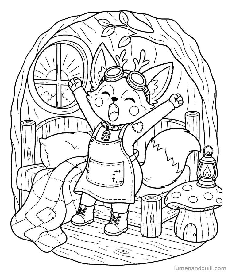 Dibujo para colorear de Bramble's Cozy Folklore Workshop: Amanecer somnoliento