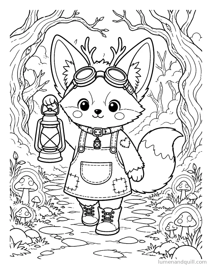 Dibujo para colorear de Bramble's Cozy Folklore Workshop: El sendero con niebla