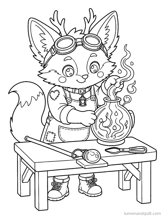 Dibujo para colorear de Bramble's Cozy Folklore Workshop: Embotellando fuego fatuo