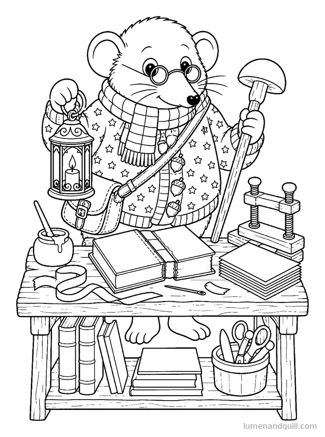 Kolorowanka z książki Bram's Lantern Bookshop: Doktor od książek