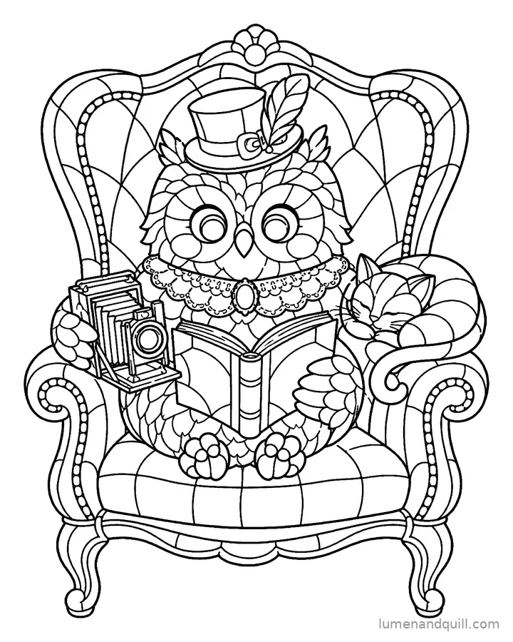 Dibujo para colorear de Bramwell the Gothic Owl: Un cuento acogedor