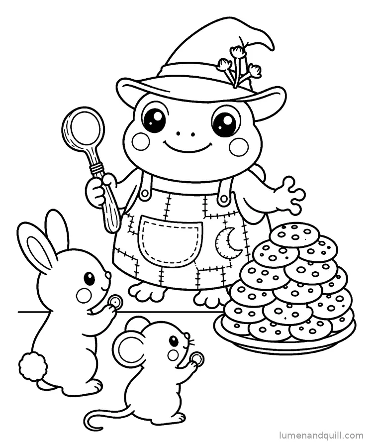 Dibujo para colorear de Clover's Clove Cookie Tea Stall: Se forma una cola