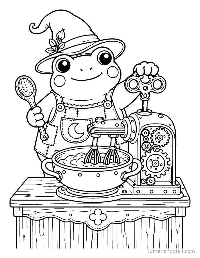 Dibujo para colorear de Clover's Clove Cookie Tea Stall: La cocina de mecanismos