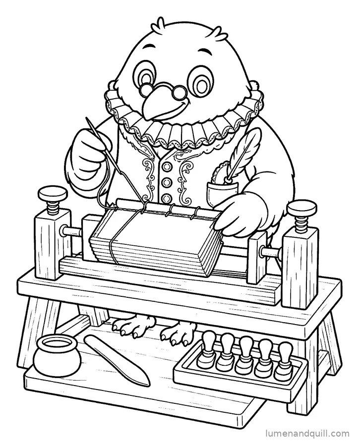 Disegno da colorare tratto da Corvid the Archivist: La legatoria
