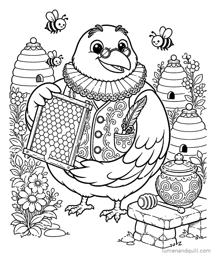 Disegno da colorare tratto da Corvid the Archivist: Visita all'apiario