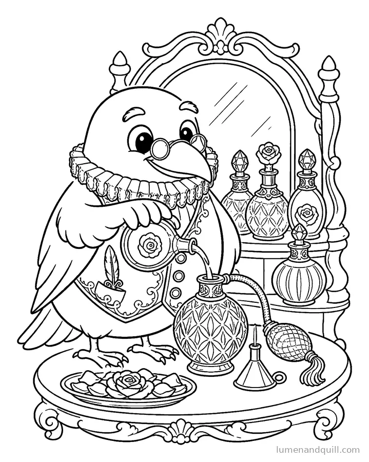 Disegno da colorare tratto da Corvid the Archivist: Lo scaffale dei profumi