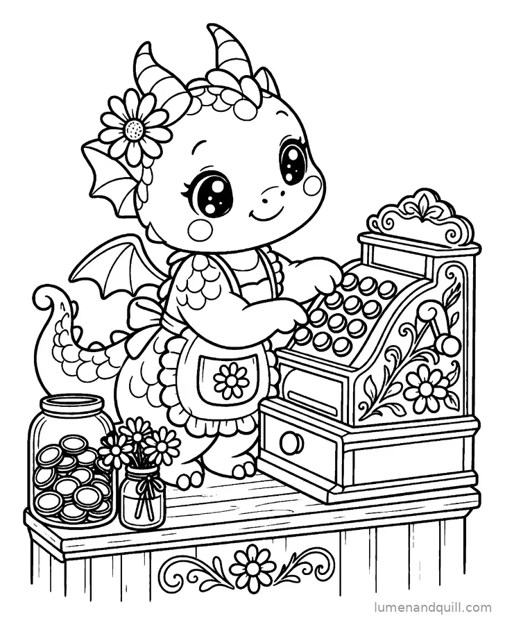 Dibujo para colorear de Ember's Cozy Flower Shop: ¡Cha-ching!