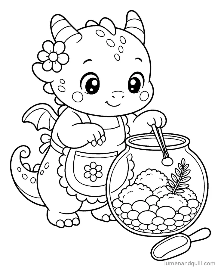 Dibujo para colorear de Ember's Cozy Flower Shop: Creando un terrario