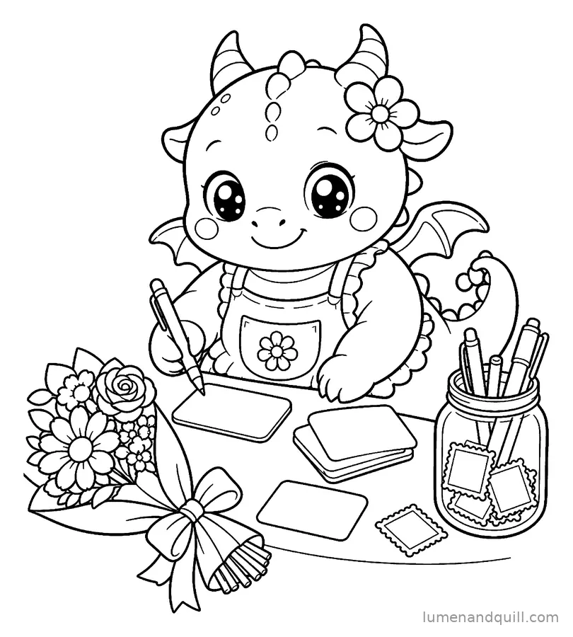 Dibujo para colorear de Ember's Cozy Flower Shop: Tarjetas de regalo