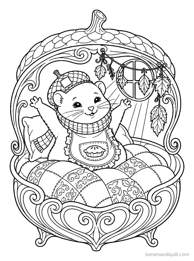 Coloring page from Fig's Amber Tart Inn: Good Morning, Little Vole