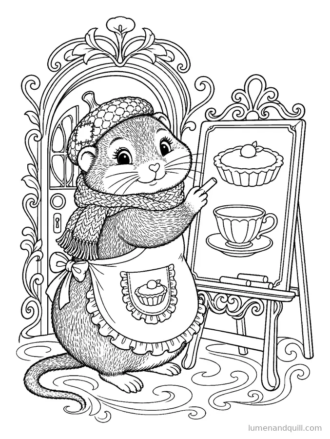 Coloring page from Fig's Amber Tart Inn: Today's Menu