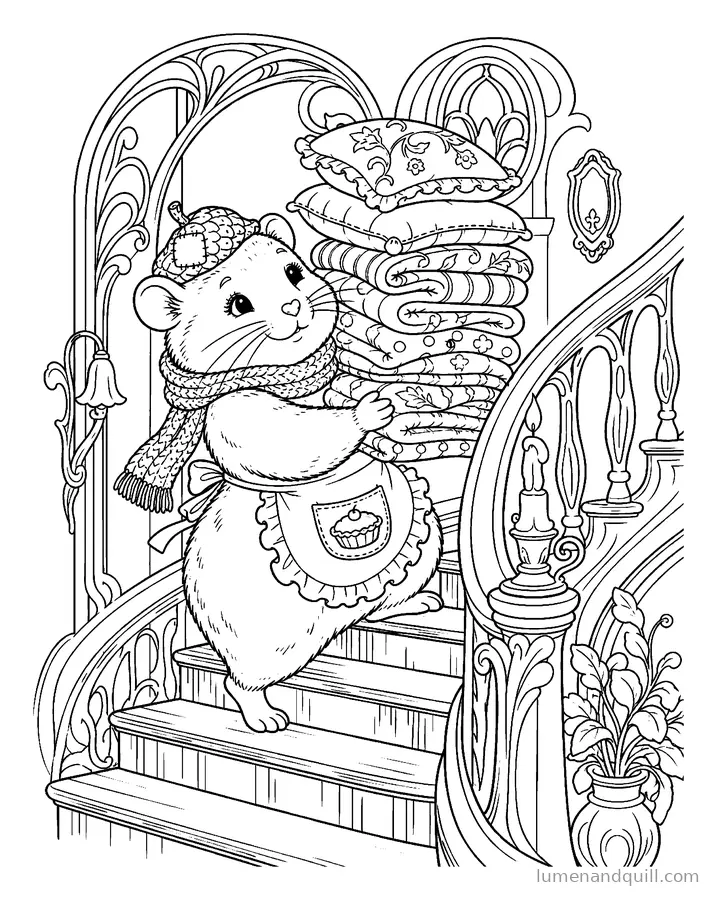 Coloring page from Fig's Amber Tart Inn: A Stack of Quilts