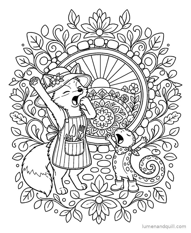 Disegno da colorare tratto da Fox & Newt's Garden Day: Sveglia all'alba