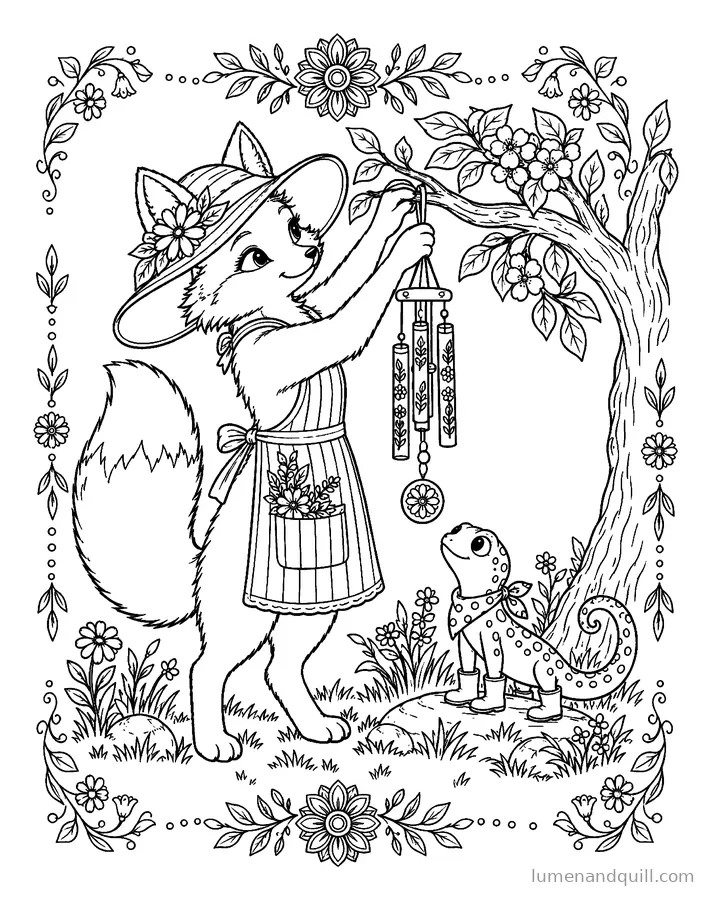Disegno da colorare tratto da Fox & Newt's Garden Day: La canzone dei campanelli a vento