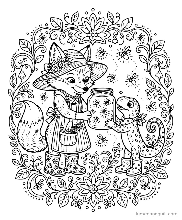 Disegno da colorare tratto da Fox & Newt's Garden Day: Il barattolo di lucciole