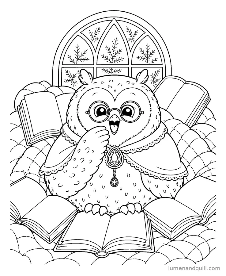 Page de coloriage tirée de Garnet's Gothic Conservatory : L'aube dans le nid