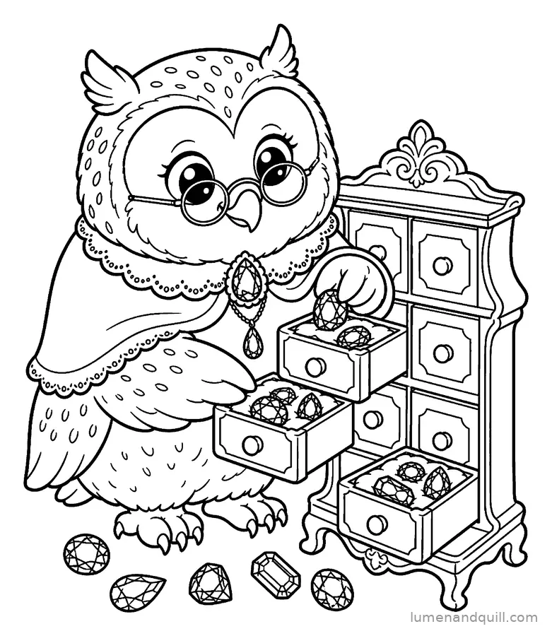 Page de coloriage tirée de Garnet's Gothic Conservatory : Trier les grenats