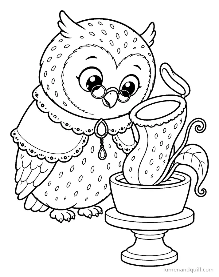 Page de coloriage tirée de Garnet's Gothic Conservatory : Une fleur curieuse
