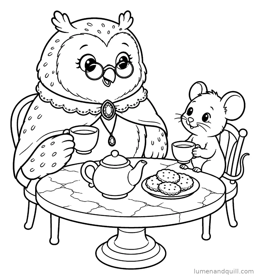 Page de coloriage tirée de Garnet's Gothic Conservatory : Thé pour deux