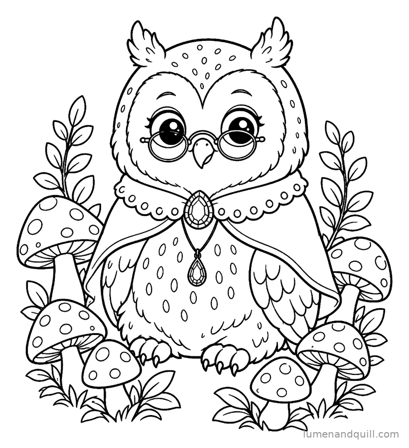 Page de coloriage tirée de Garnet's Gothic Conservatory : Le coin des champignons