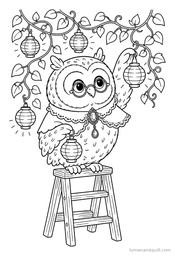 Page de coloriage tirée de Garnet's Gothic Conservatory : Lanternes suspendues