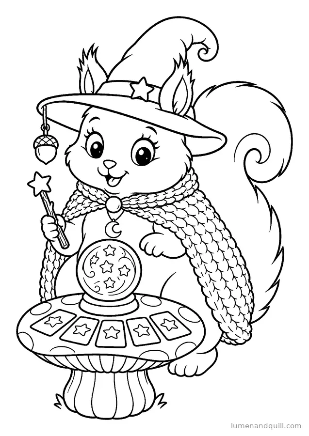 Ausmalbild aus Hazel the Witchy Squirrel: Winzige Wahrsagerei