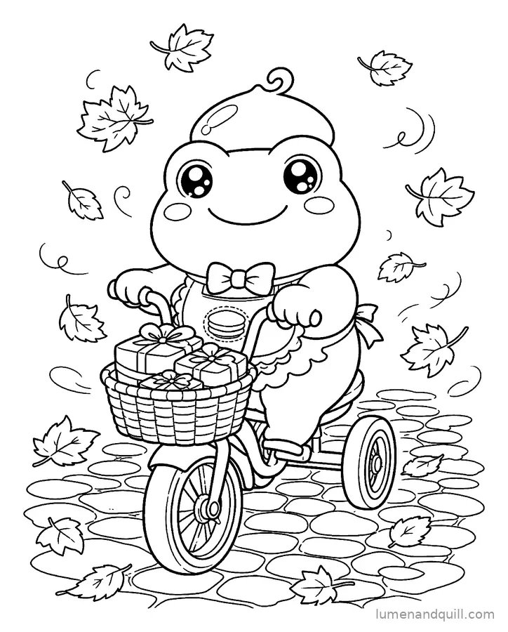 Disegno da colorare tratto da Kuri the Frog's Cozy Dorayaki Cafe: Consegna del pomeriggio
