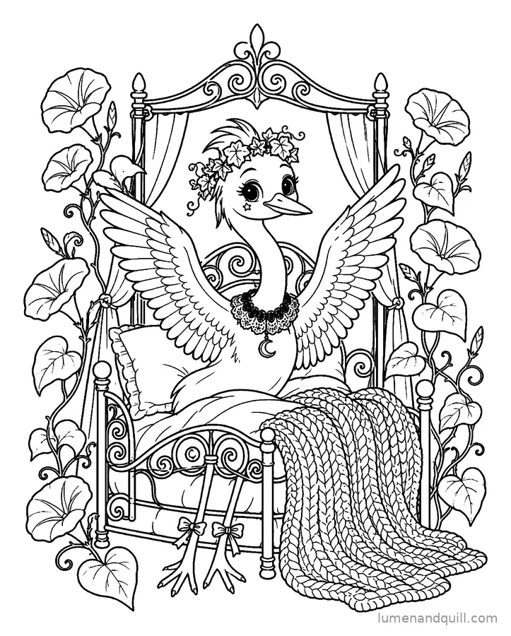 Coloring page from Luna's Gothic Moon Garden: First Light