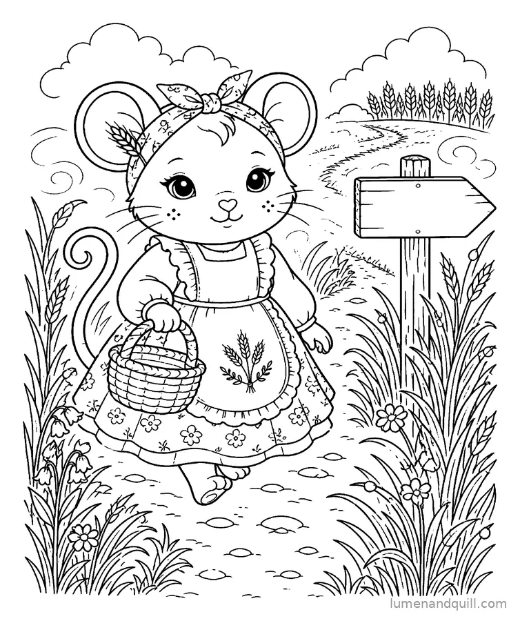 Disegno da colorare tratto da Millie Wheatwhisker's Straw Craft: Passeggiata nella nebbia