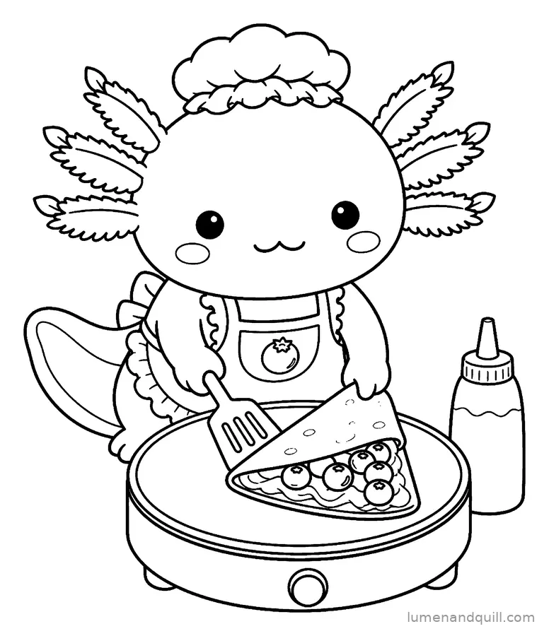 Disegno da colorare tratto da Mochi the Axolotl's Crepe Cart: Piegare una crêpe