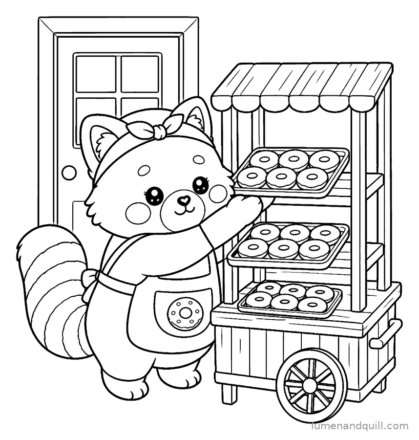 Disegno da colorare tratto da Momo's Kawaii Donut Cart: Si carica il carretto