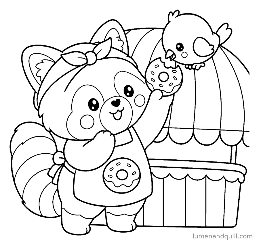Disegno da colorare tratto da Momo's Kawaii Donut Cart: L'amico sotto il tendone