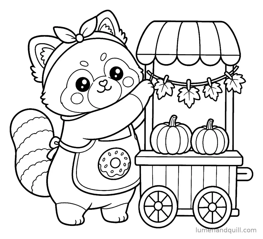 Disegno da colorare tratto da Momo's Kawaii Donut Cart: Decorazioni d'autunno