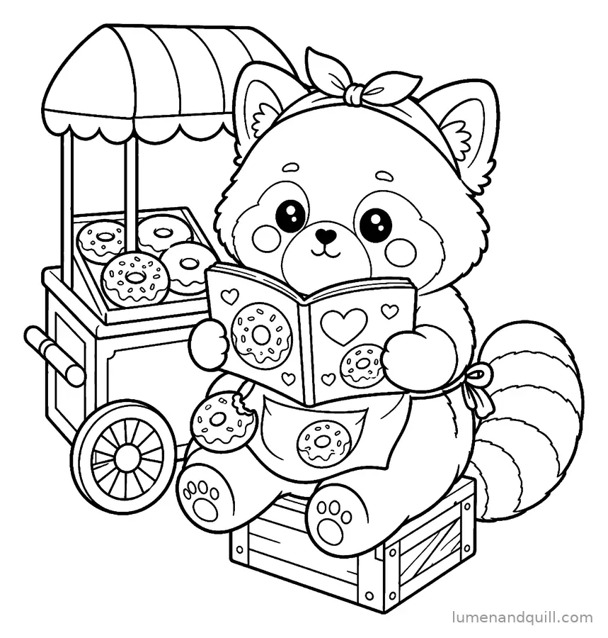 Disegno da colorare tratto da Momo's Kawaii Donut Cart: Pausa di lettura