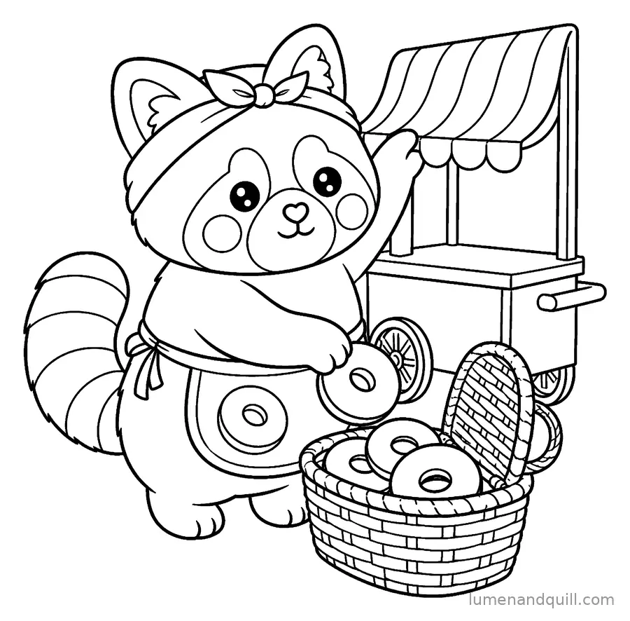 Disegno da colorare tratto da Momo's Kawaii Donut Cart: Si fa le valigie