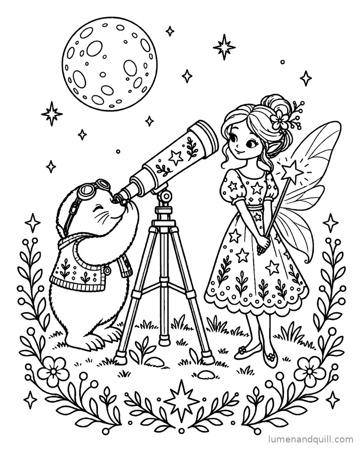 Ausmalbild aus Nell and Stella's Starry Observatory: Mondkrater