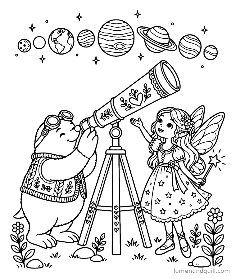 Ausmalbild aus Nell and Stella's Starry Observatory: Planetenparade