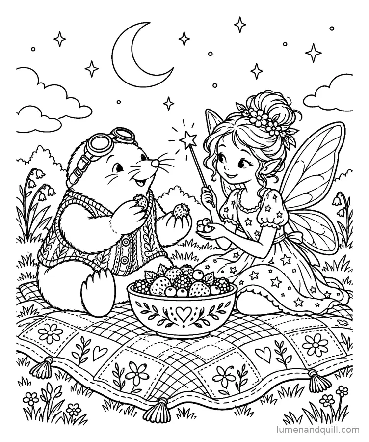 Ausmalbild aus Nell and Stella's Starry Observatory: Mitternachtssnack