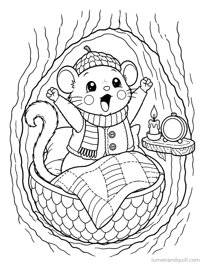 Ausmalbild aus Nutmeg the Dormouse's Cozy Autumn: Guten Morgen, Nutmeg