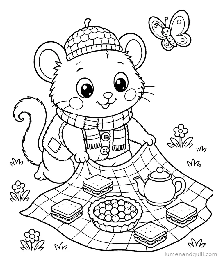 Ausmalbild aus Nutmeg the Dormouse's Cozy Autumn: Zeit für ein Picknick