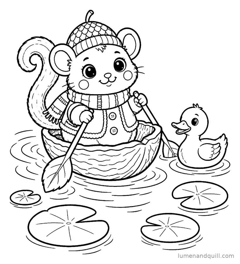 Ausmalbild aus Nutmeg the Dormouse's Cozy Autumn: Walnussboot
