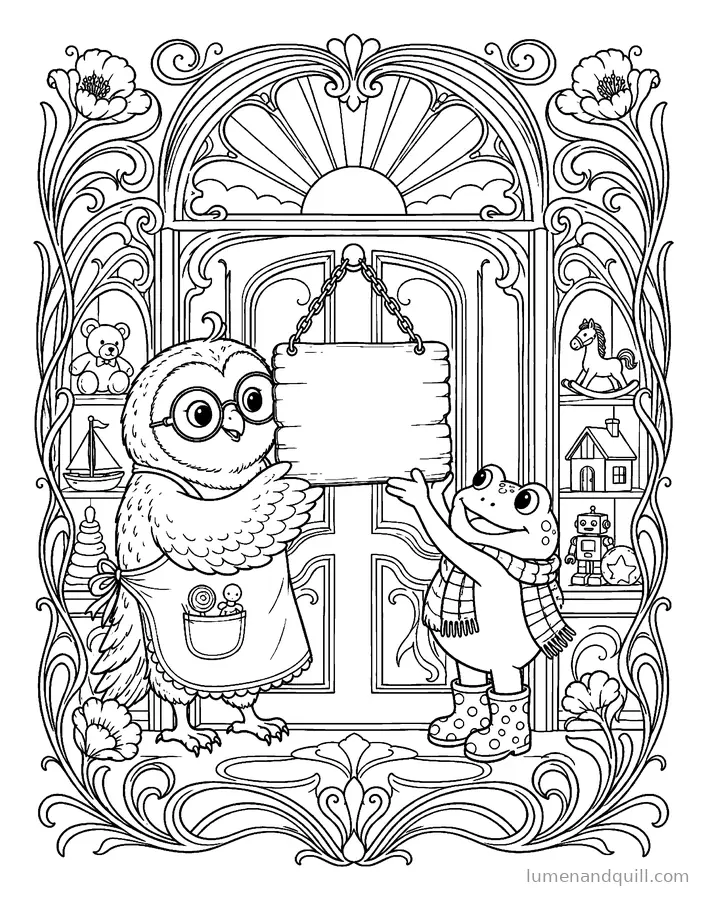 Målarbild från Otis & Gus's Toy Shop: Dags att öppna