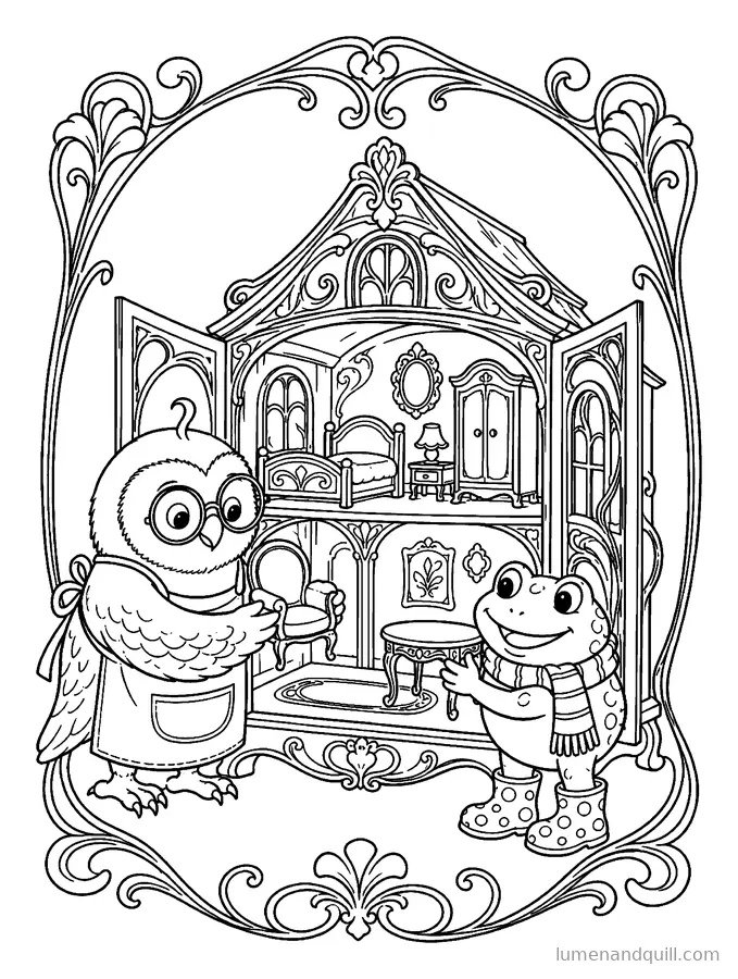 Målarbild från Otis & Gus's Toy Shop: Dockskåpet
