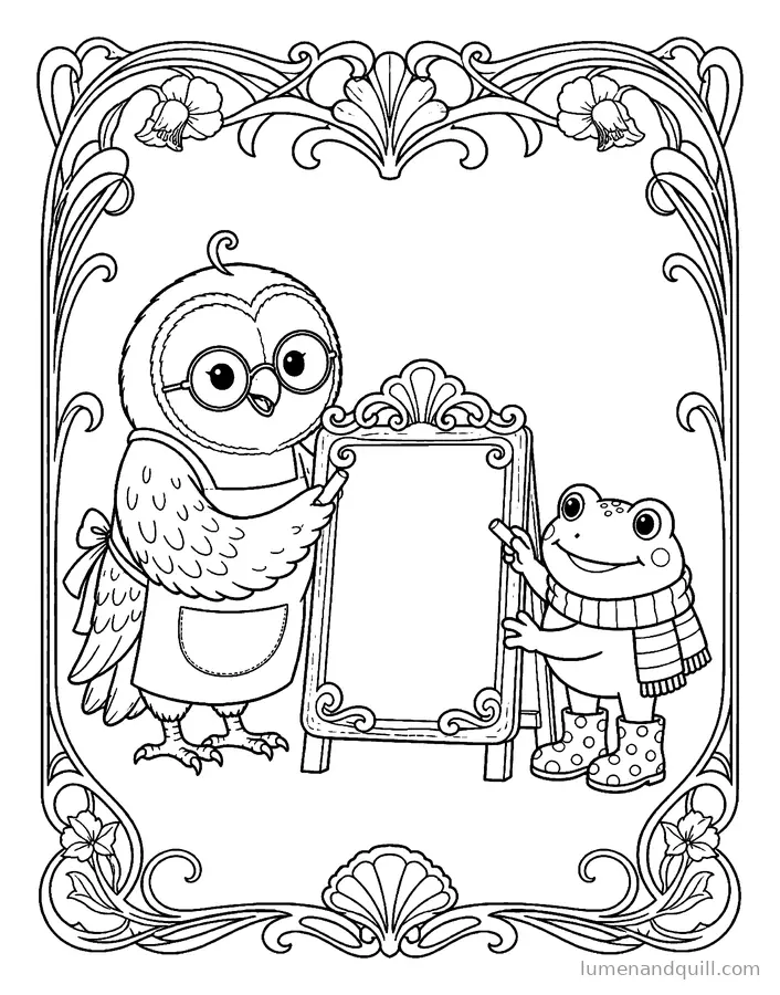 Målarbild från Otis & Gus's Toy Shop: Skylten med krita