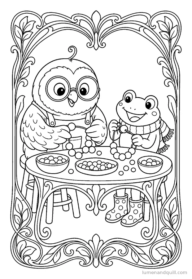 Målarbild från Otis & Gus's Toy Shop: Pärlhalsband